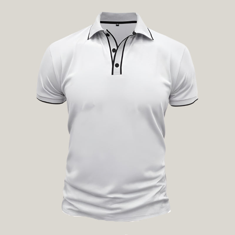 Roberto Polo Shirt | Elegant Polo with White Contrast Details for Men
