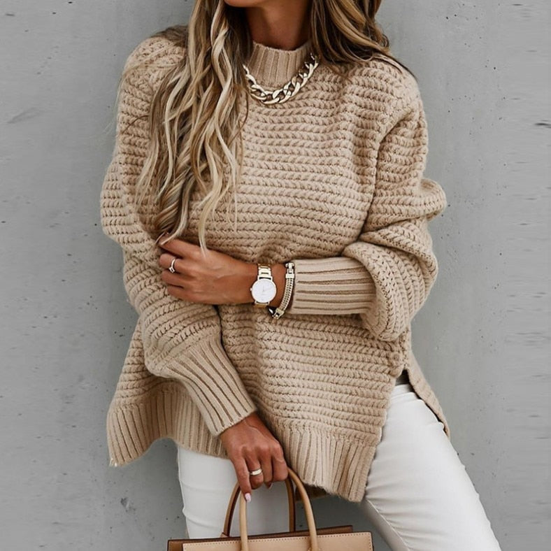 Women's Cozy Knit Oversized Pullover - Luxurious Fall & Winter Sweater