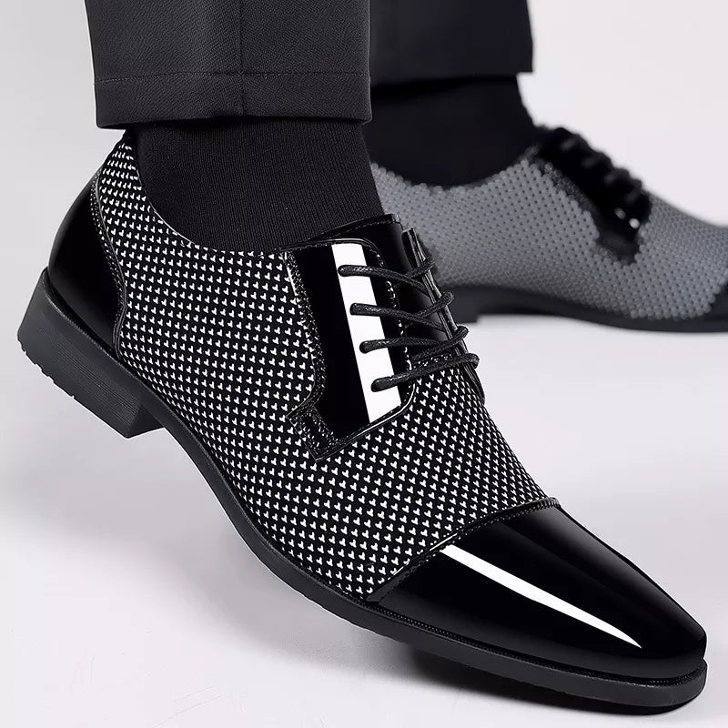 Men's Leather Dress Shoes with Rhinestone Detail – Stylish Formal Footwear