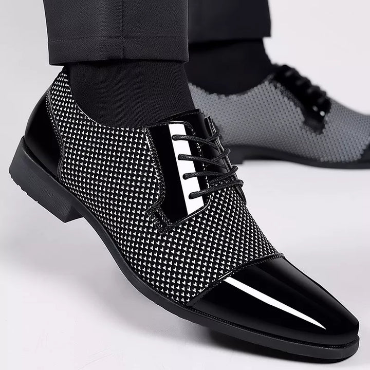 Men's Leather Dress Shoes with Rhinestone Detail – Stylish Formal Footwear