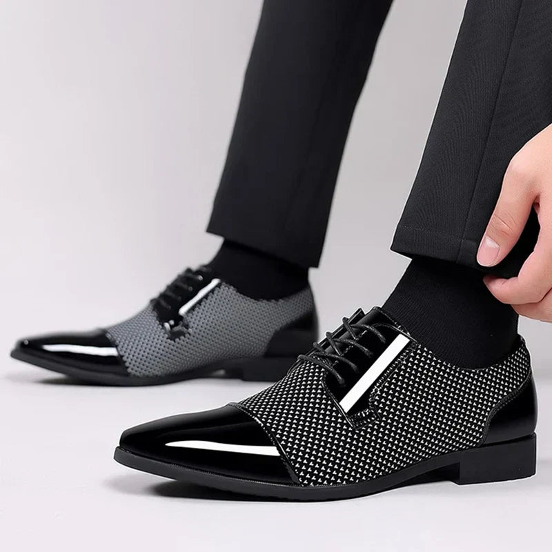 Men's Leather Dress Shoes with Rhinestone Detail – Stylish Formal Footwear