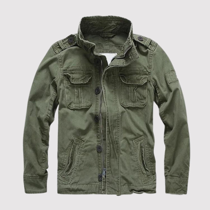 Men's Vintage Military Field Jacket with Multiple Pockets for Mid-Season Wear