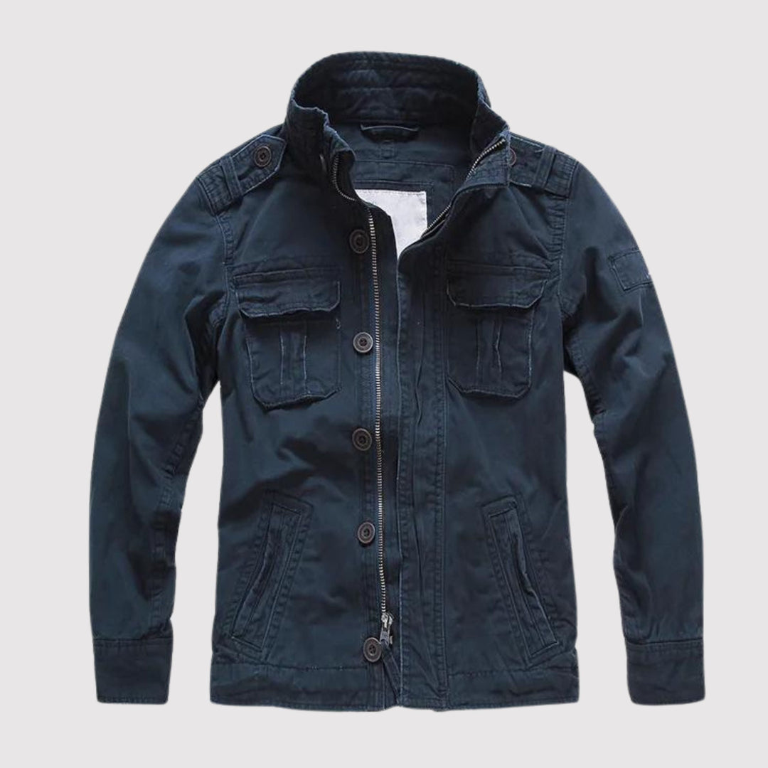 Men's Vintage Military Field Jacket with Multiple Pockets for Mid-Season Wear
