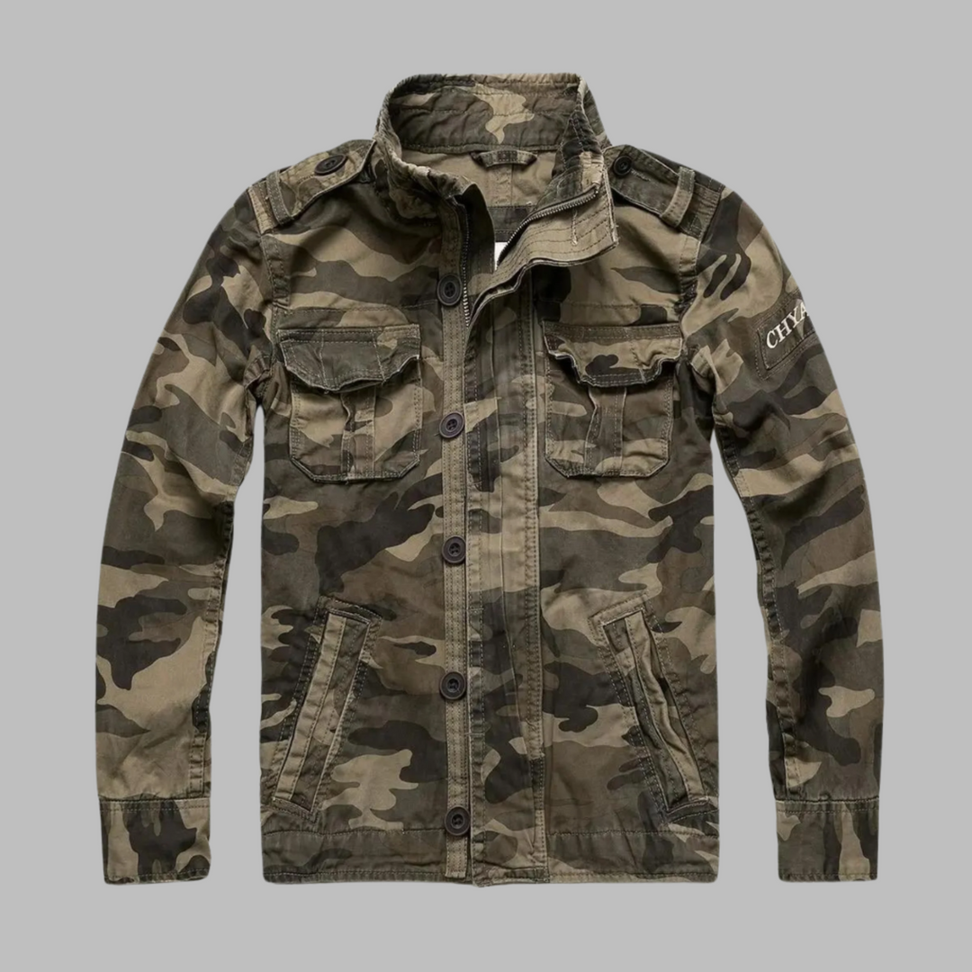 Men's Vintage Military Field Jacket with Multiple Pockets for Mid-Season Wear