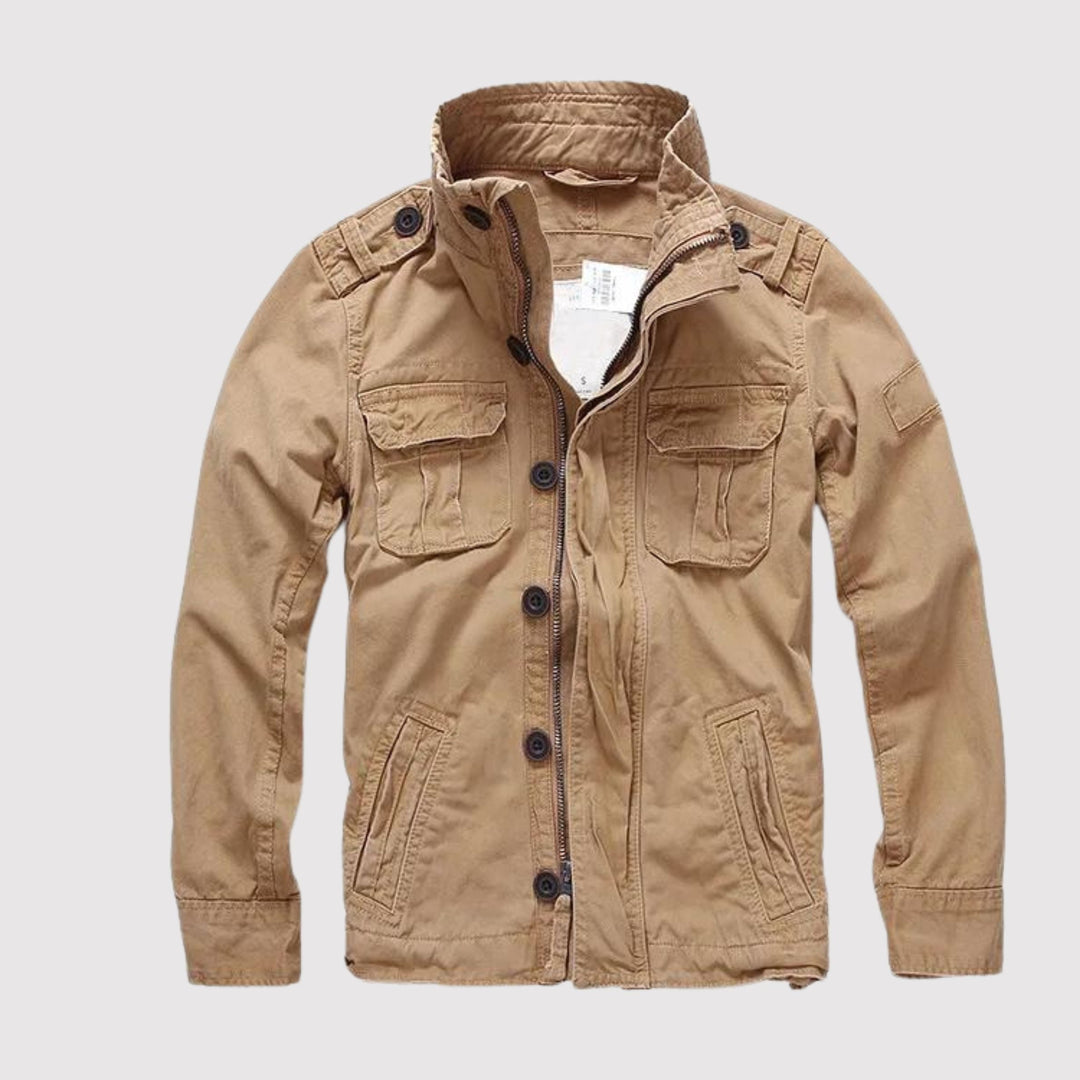 Men's Vintage Military Field Jacket with Multiple Pockets for Mid-Season Wear