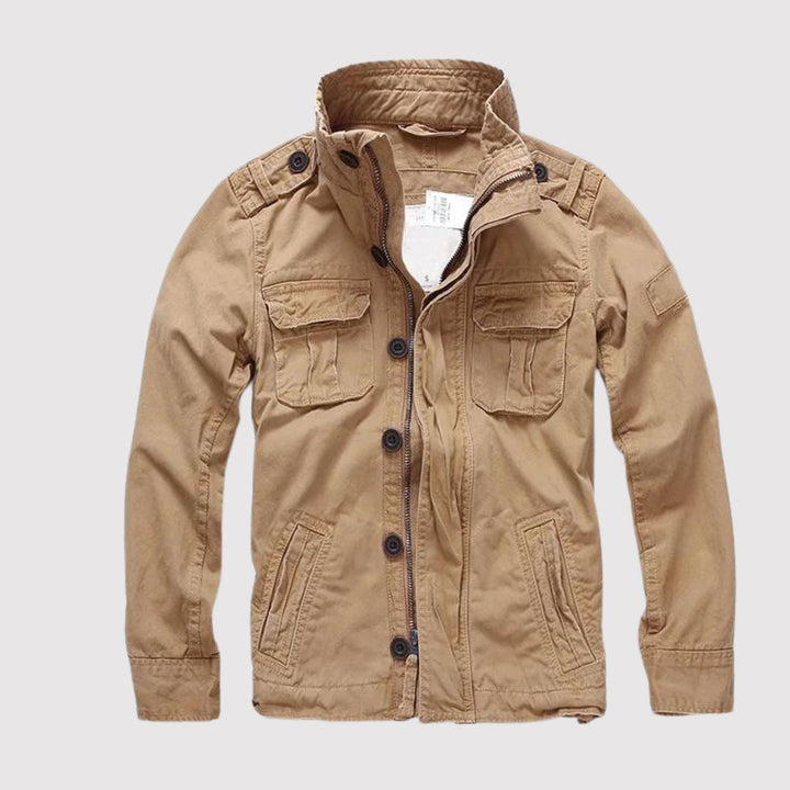 Men's Vintage Military Field Jacket with Multiple Pockets for Mid-Season Wear