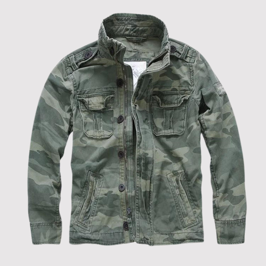 Men's Vintage Military Field Jacket with Multiple Pockets for Mid-Season Wear