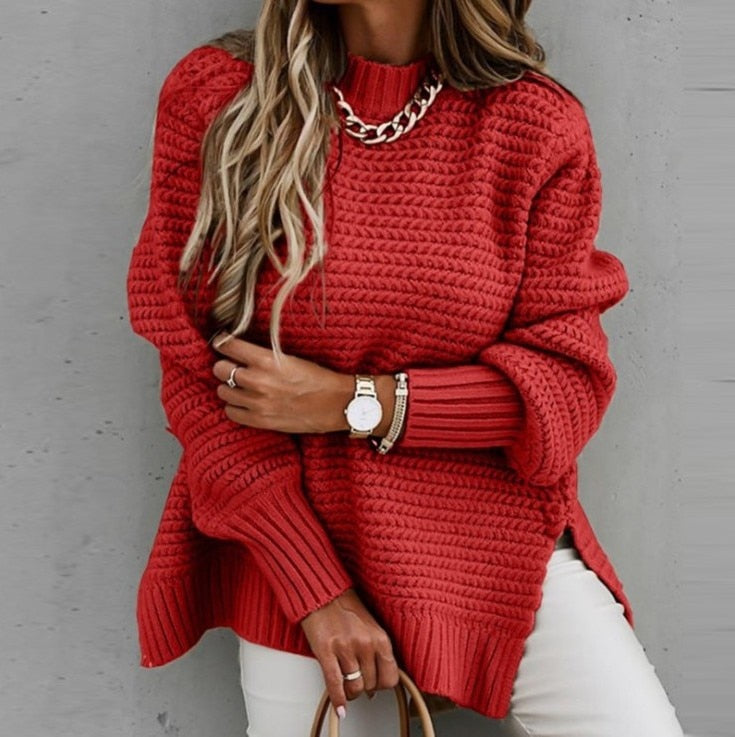 Women's Cozy Knit Oversized Pullover - Luxurious Fall & Winter Sweater
