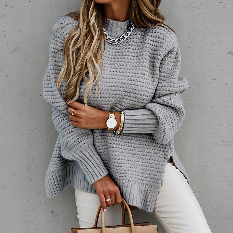 Women's Cozy Knit Oversized Pullover - Luxurious Fall & Winter Sweater