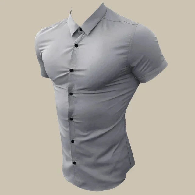 Men's Short Sleeve Shirts - Premium Stretch Slim Fit Shirt