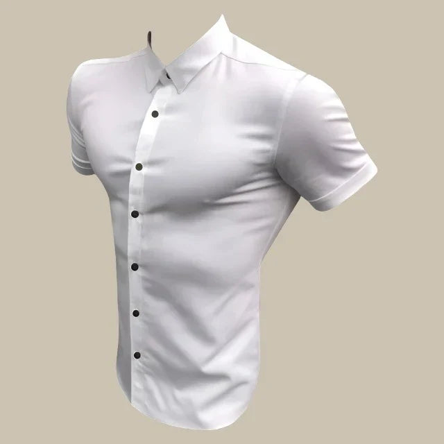 Men's Short Sleeve Shirts - Premium Stretch Slim Fit Shirt