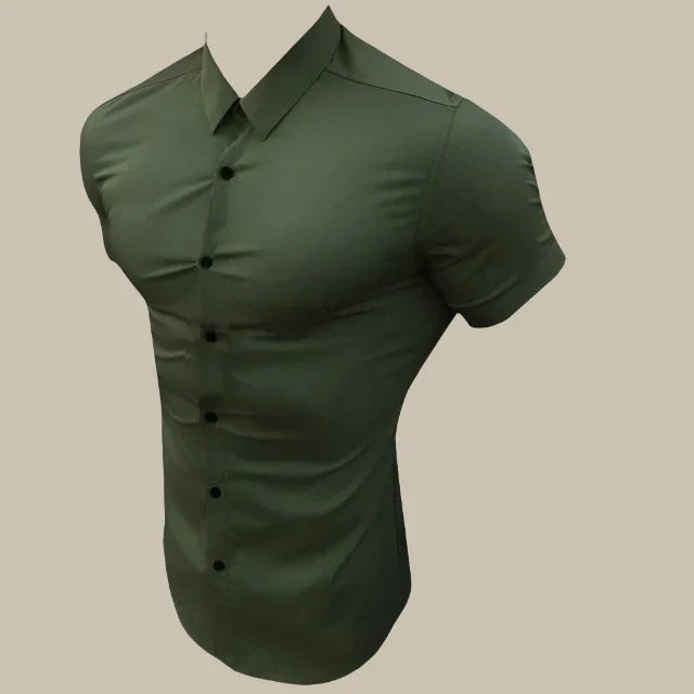 Men's Short Sleeve Shirts - Premium Stretch Slim Fit Shirt