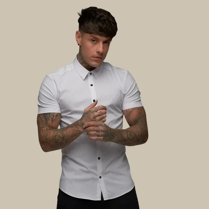 Men's Short Sleeve Shirts - Premium Stretch Slim Fit Shirt