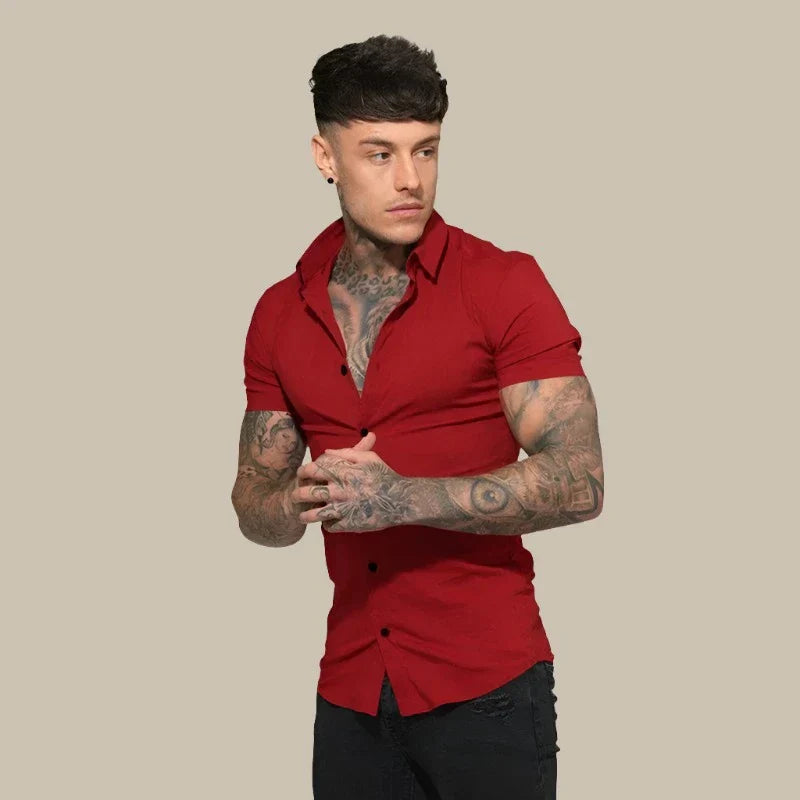Men's Short Sleeve Shirts - Premium Stretch Slim Fit Shirt