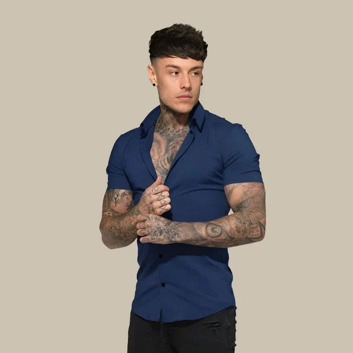 Men's Short Sleeve Shirts - Premium Stretch Slim Fit Shirt