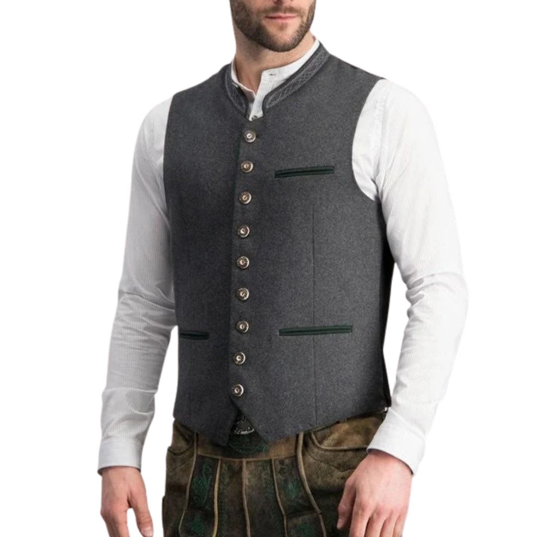 Men's Traditional Waistcoat – Smart Bavarian Style Vest for Oktoberfest & Special Occasions