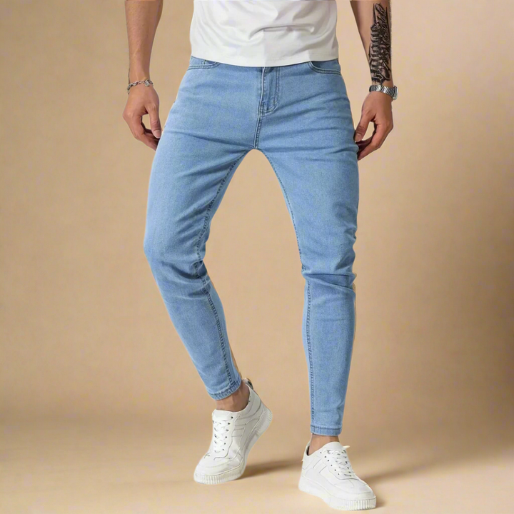 Men's Trendy Blue Skinny Fit Jeans with Stretch For Summer