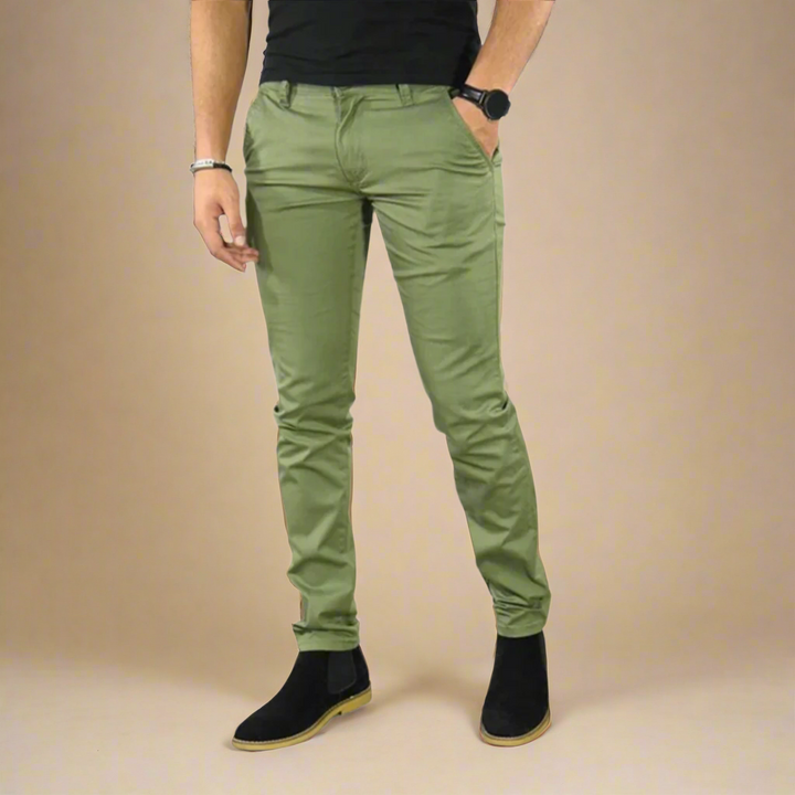 Men's Business Casual Stretch Chinos with Modern Slim Fit Design