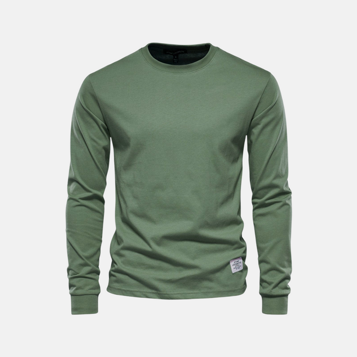 Men's Long Sleeve Cotton T-Shirt – Casual Autumn Crew Neck Top