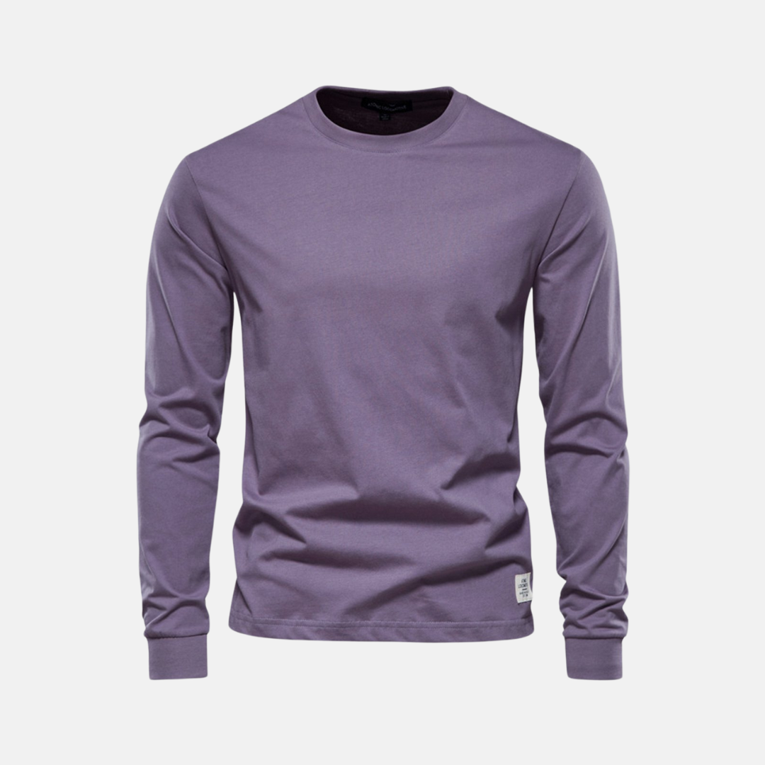 Men's Long Sleeve Cotton T-Shirt – Casual Autumn Crew Neck Top