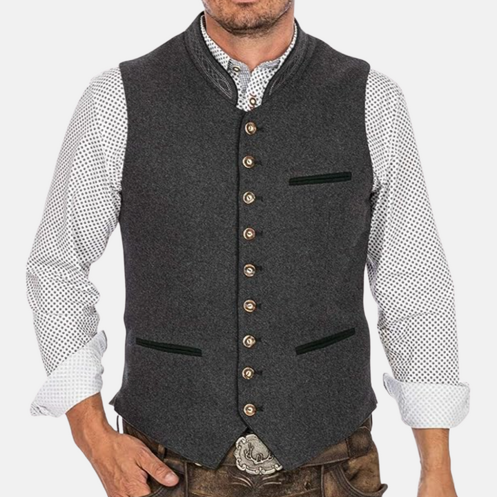 Men's Traditional Waistcoat – Smart Bavarian Style Vest for Oktoberfest & Special Occasions