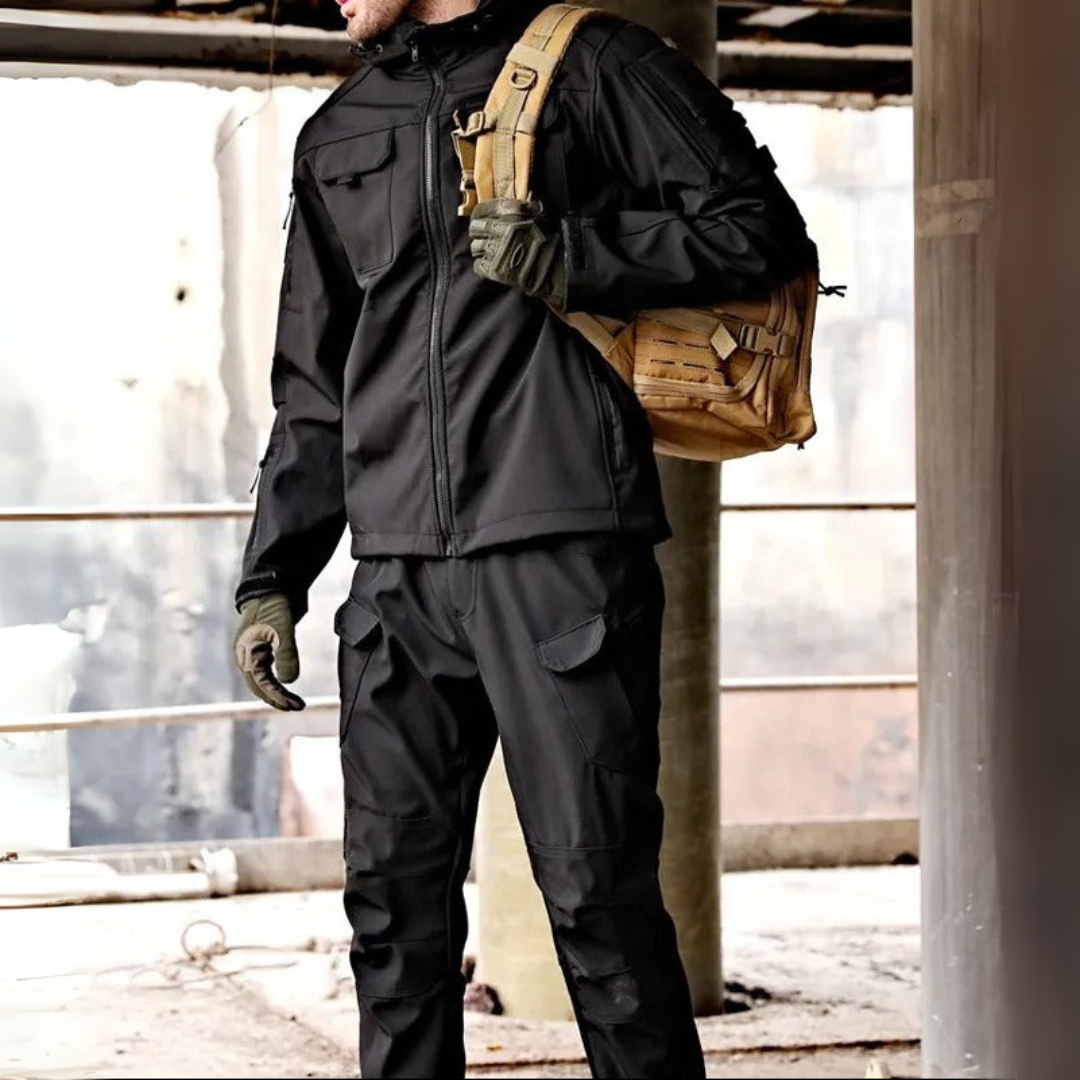 Men's Waterproof Softshell Jacket and Trousers Set – 2-Piece Outdoor Suit for Hiking & Camping