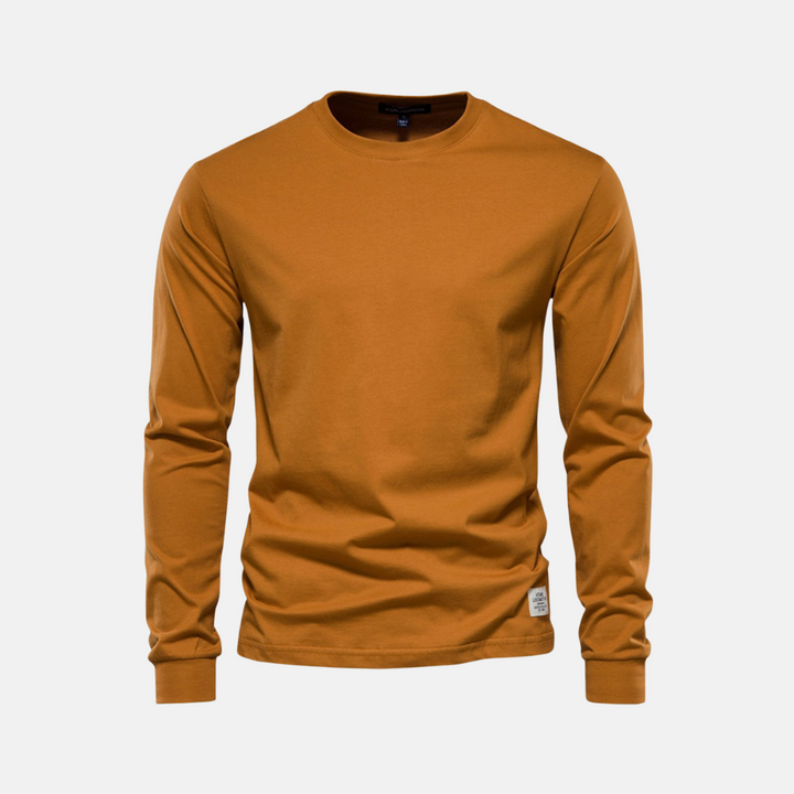 Men's Long Sleeve Cotton T-Shirt – Casual Autumn Crew Neck Top
