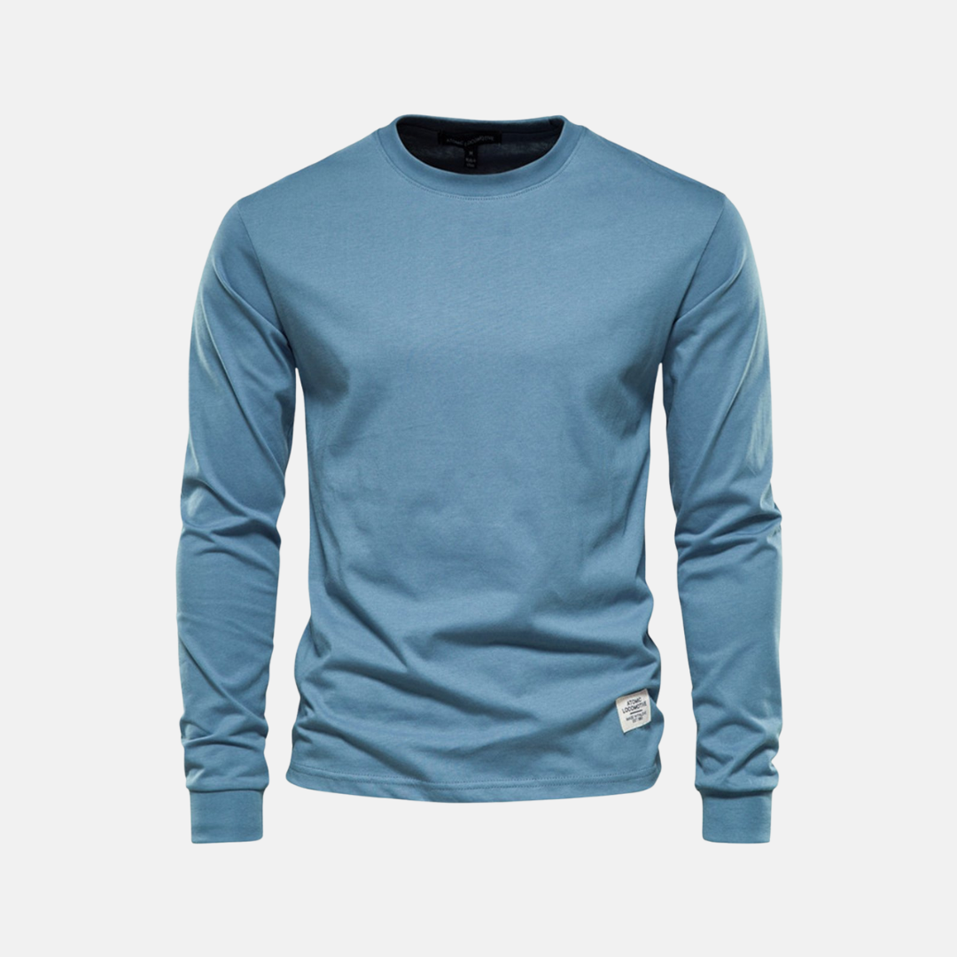 Men's Long Sleeve Cotton T-Shirt – Casual Autumn Crew Neck Top