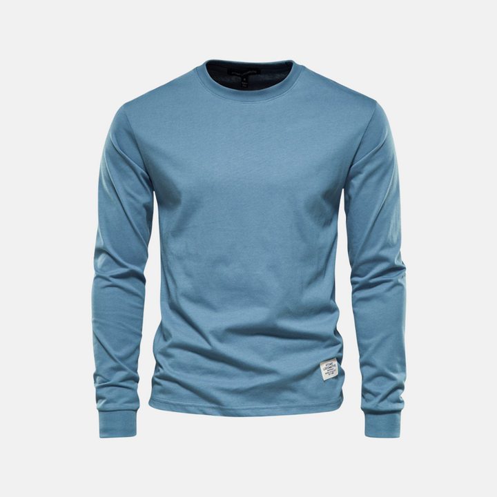 Men's Long Sleeve Cotton T-Shirt – Casual Autumn Crew Neck Top