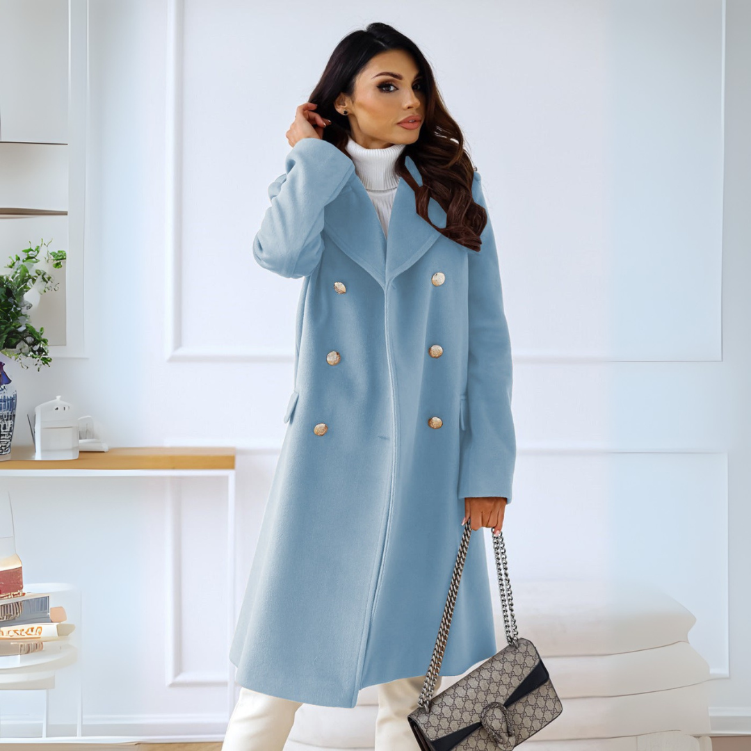 Elegant Double-Breasted Autumn Coat for Women - Stylish Long Transition Jacket