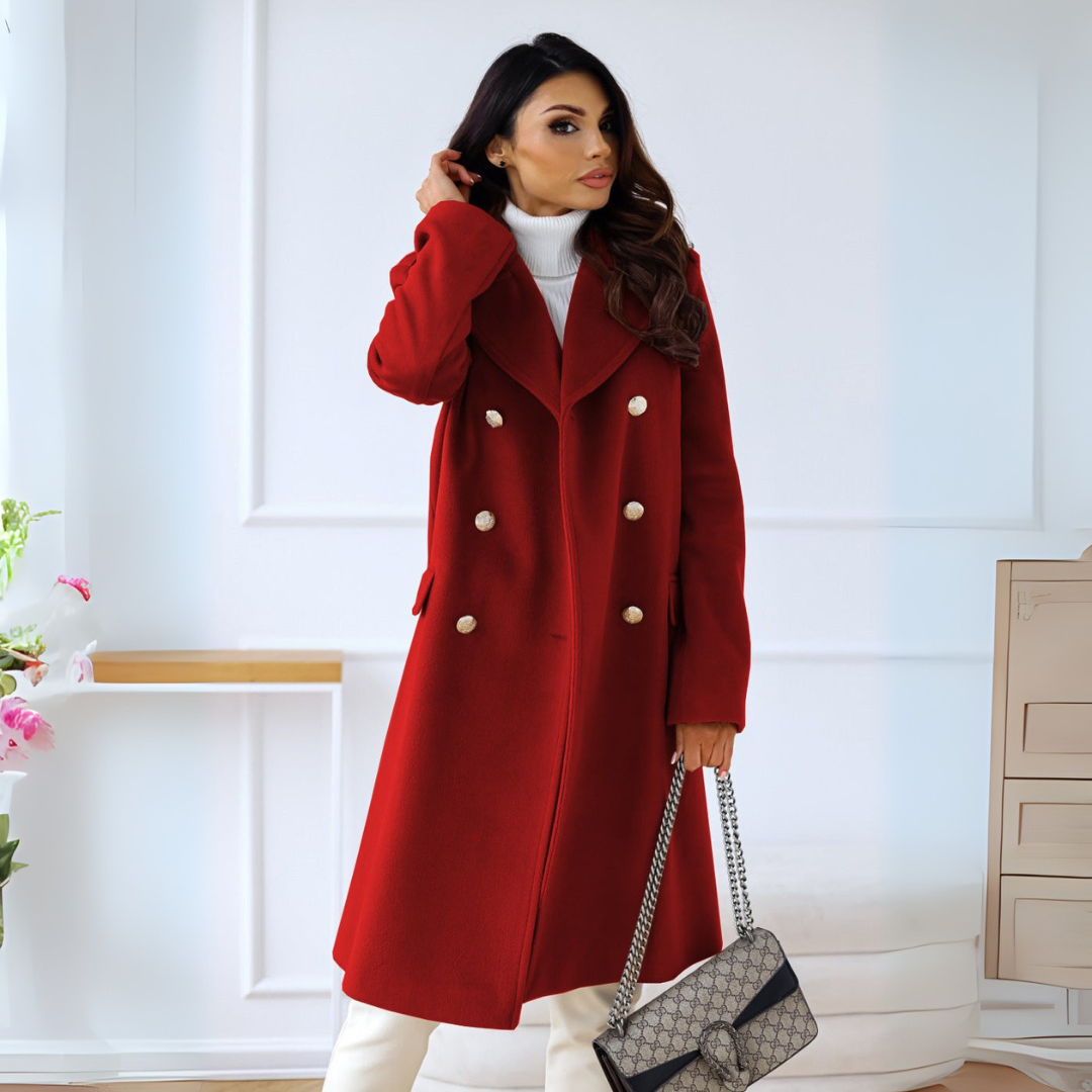 Elegant Double-Breasted Autumn Coat for Women - Stylish Long Transition Jacket