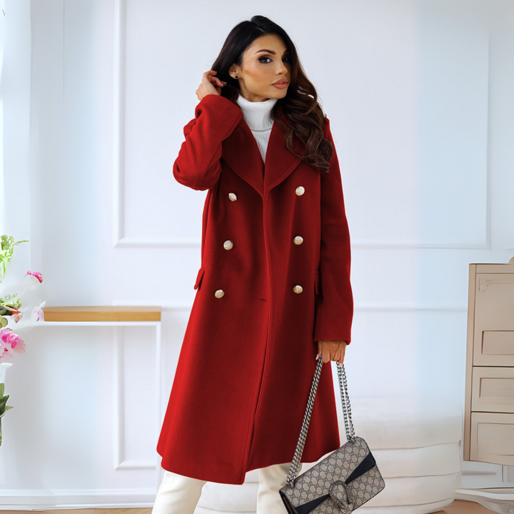 Elegant Double-Breasted Autumn Coat for Women - Stylish Long Transition Jacket