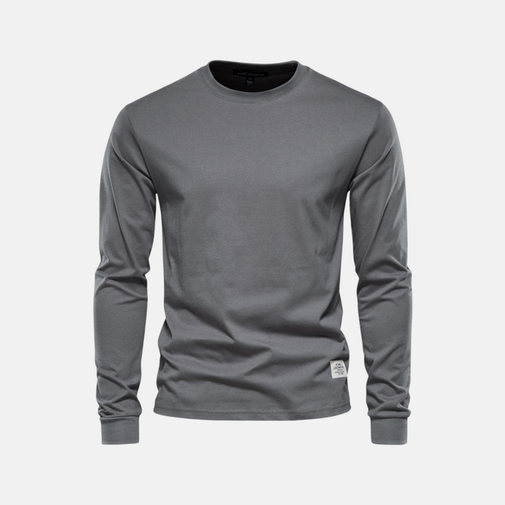 Men's Long Sleeve Cotton T-Shirt – Casual Autumn Crew Neck Top