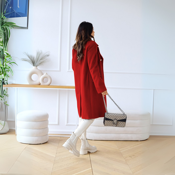 Elegant Double-Breasted Autumn Coat for Women - Stylish Long Transition Jacket