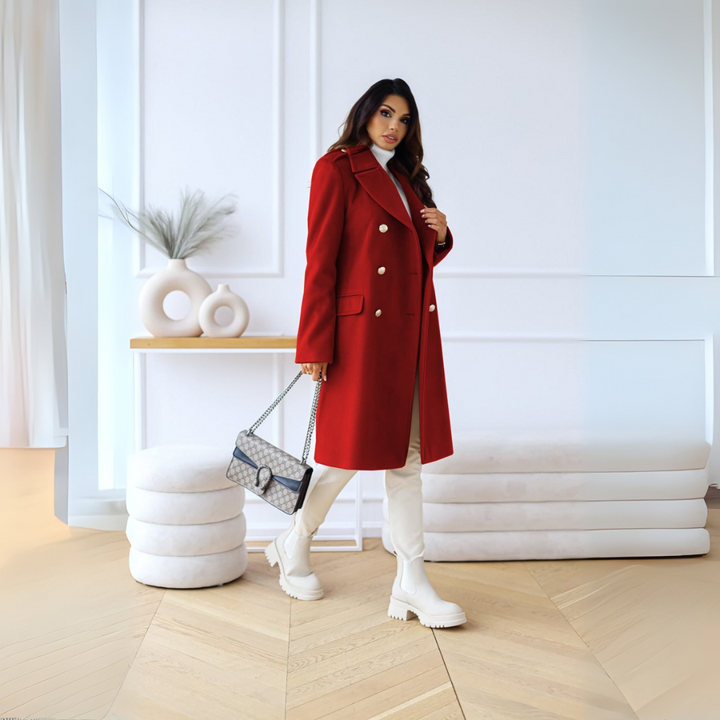 Elegant Double-Breasted Autumn Coat for Women - Stylish Long Transition Jacket
