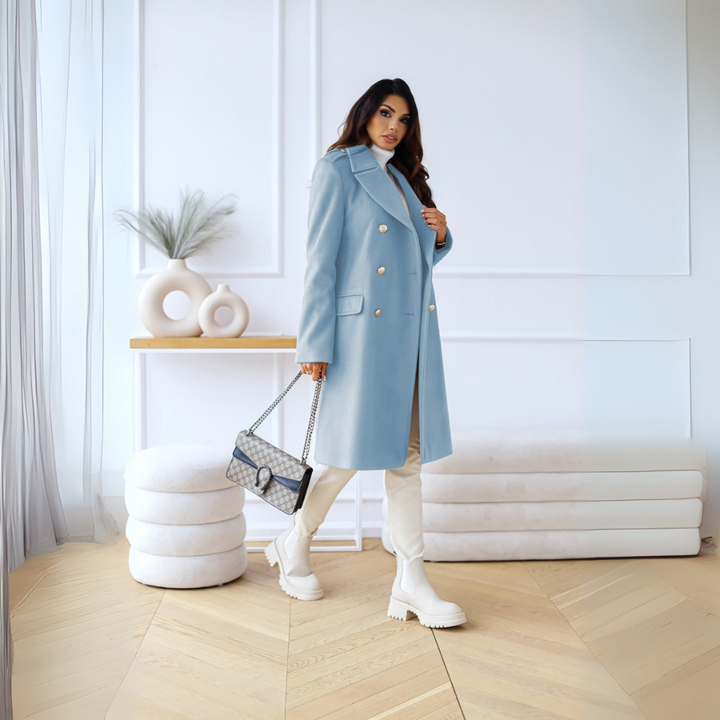 Elegant Double-Breasted Autumn Coat for Women - Stylish Long Transition Jacket