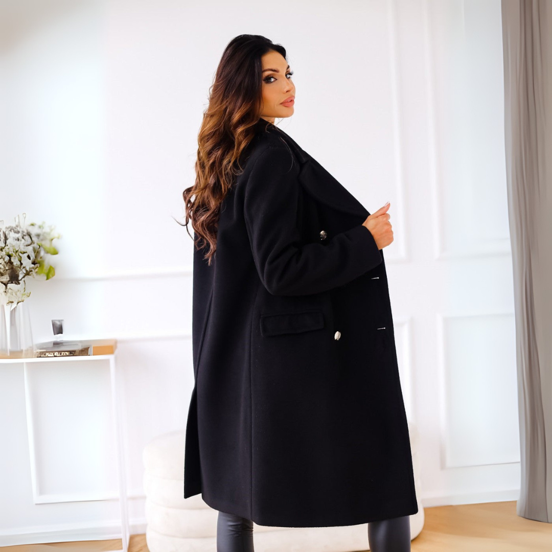 Elegant Double-Breasted Autumn Coat for Women - Stylish Long Transition Jacket