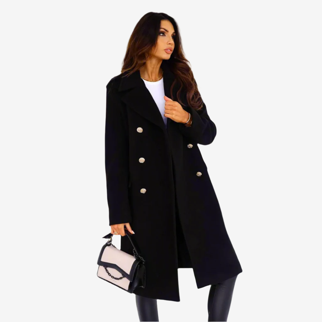 Elegant Double-Breasted Autumn Coat for Women - Stylish Long Transition Jacket