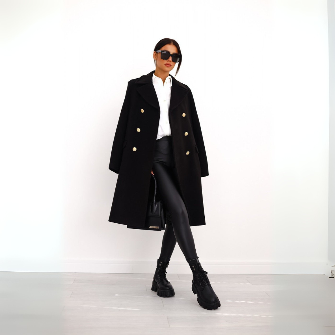 Elegant Double-Breasted Autumn Coat for Women - Stylish Long Transition Jacket