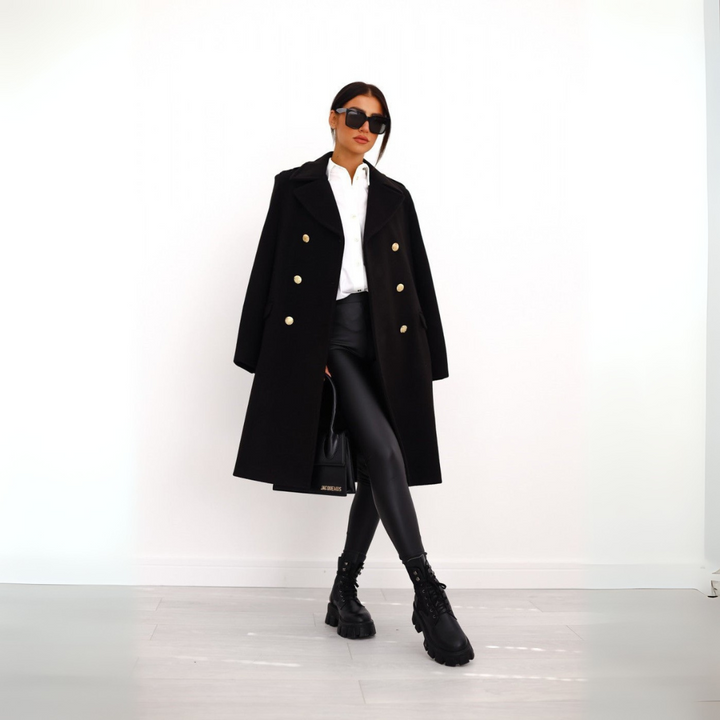 Elegant Double-Breasted Autumn Coat for Women - Stylish Long Transition Jacket