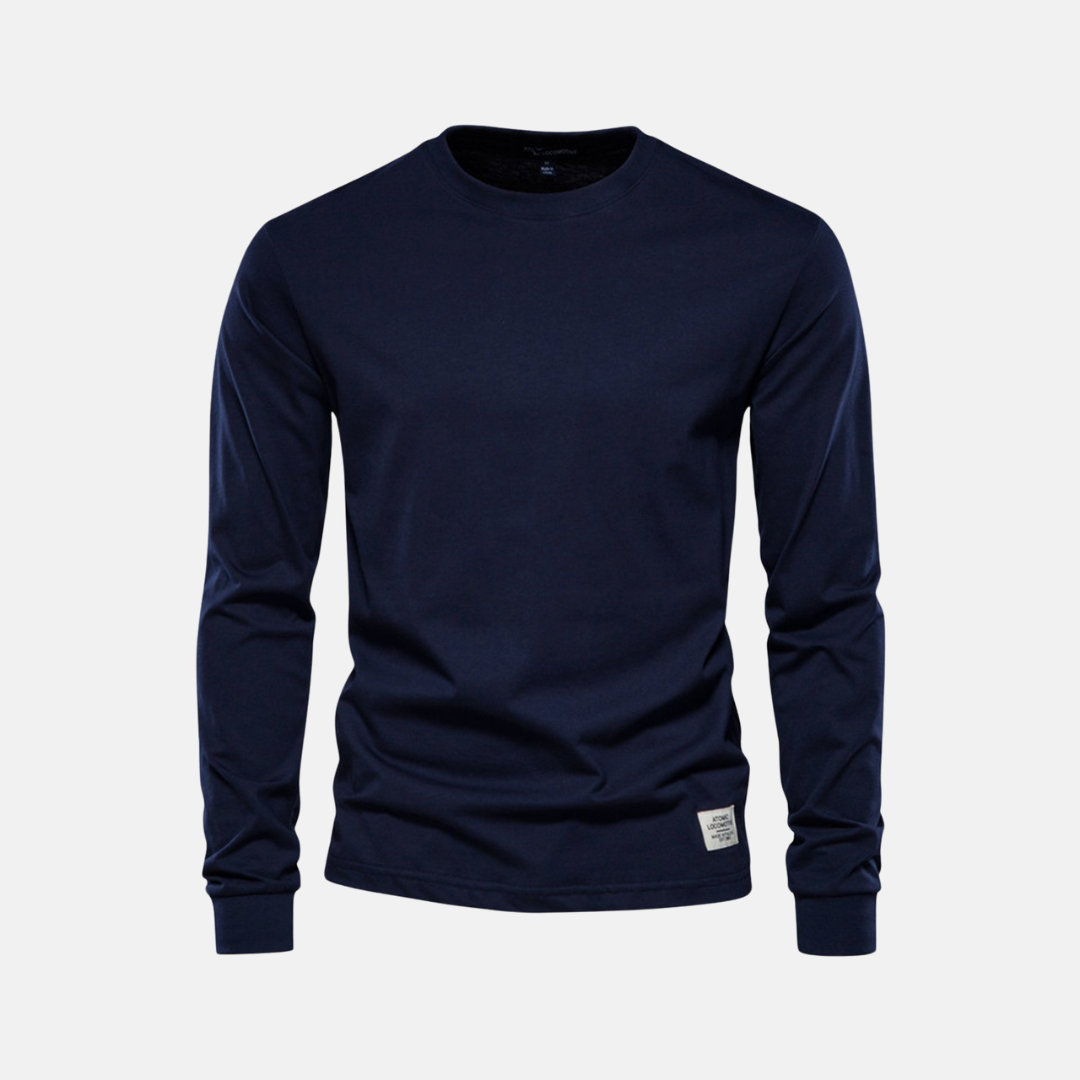 Men's Long Sleeve Cotton T-Shirt – Casual Autumn Crew Neck Top