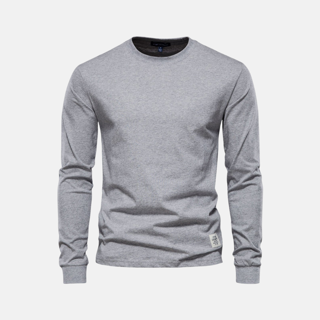 Men's Long Sleeve Cotton T-Shirt – Casual Autumn Crew Neck Top
