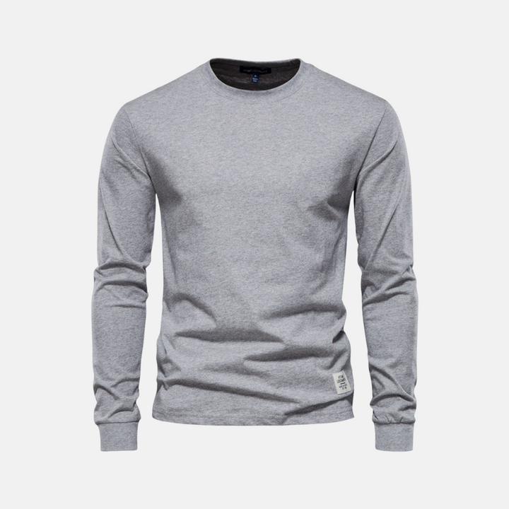Men's Long Sleeve Cotton T-Shirt – Casual Autumn Crew Neck Top