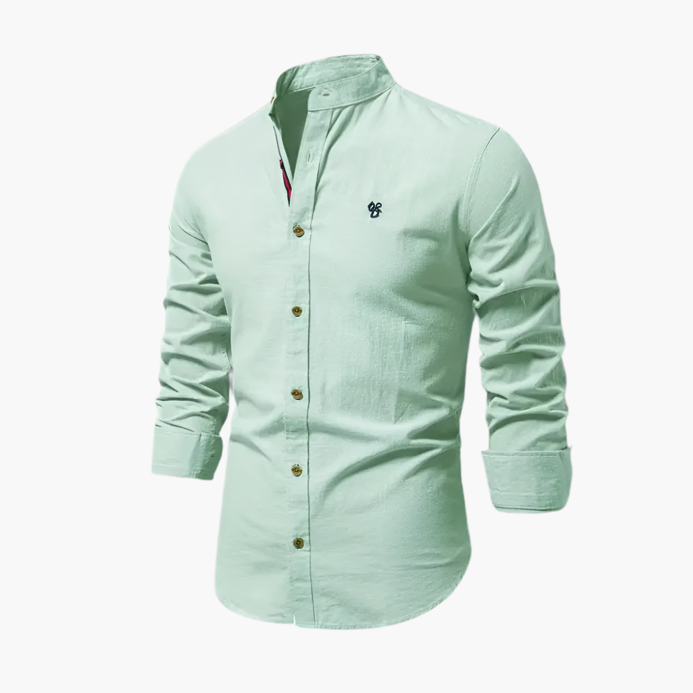 Men's Grandad Collar Shirt – Long Sleeve Casual Shirt for Autumn Style