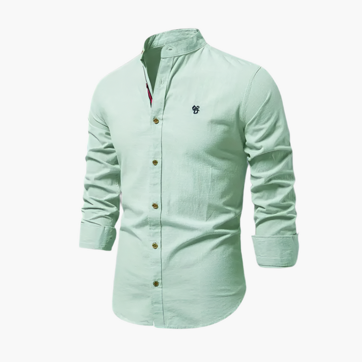 Men's Grandad Collar Shirt – Long Sleeve Casual Shirt for Autumn Style