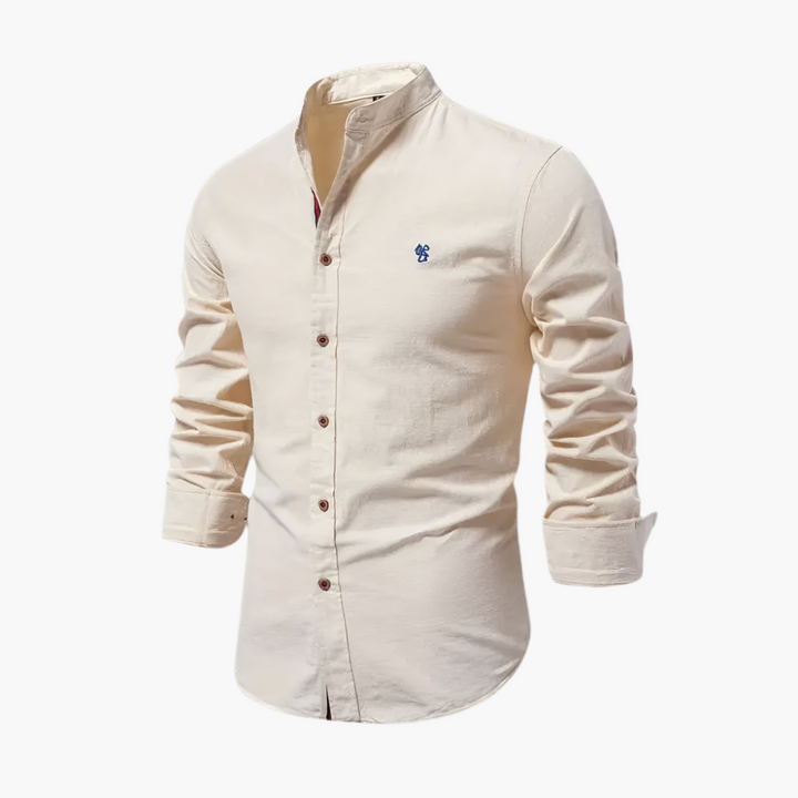 Men's Grandad Collar Shirt – Long Sleeve Casual Shirt for Autumn Style