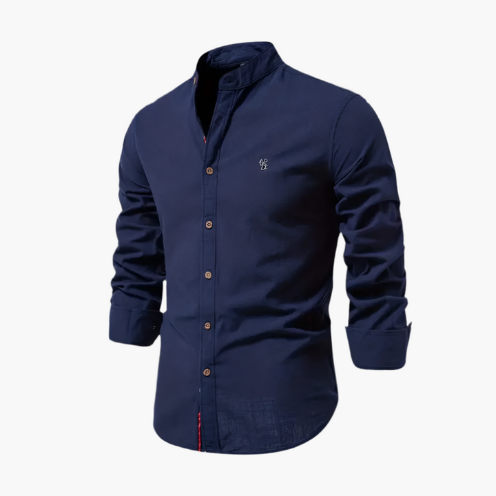 Men's Grandad Collar Shirt – Long Sleeve Casual Shirt for Autumn Style