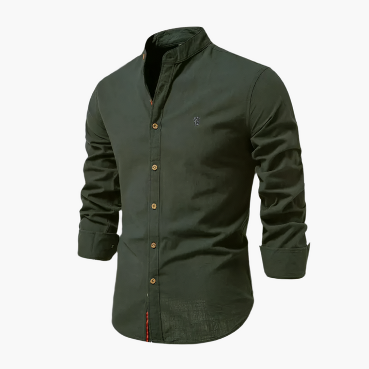 Men's Grandad Collar Shirt – Long Sleeve Casual Shirt for Autumn Style