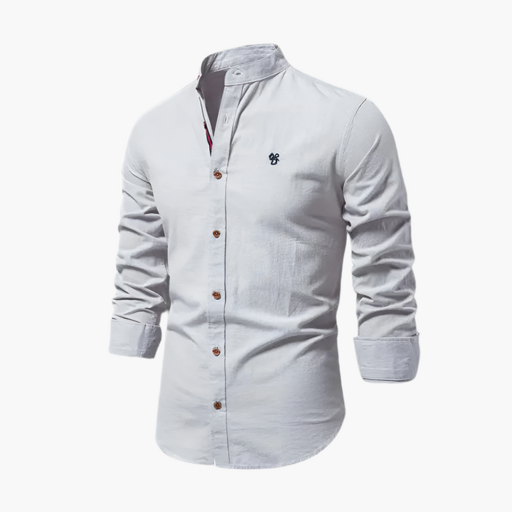 Men's Grandad Collar Shirt – Long Sleeve Casual Shirt for Autumn Style