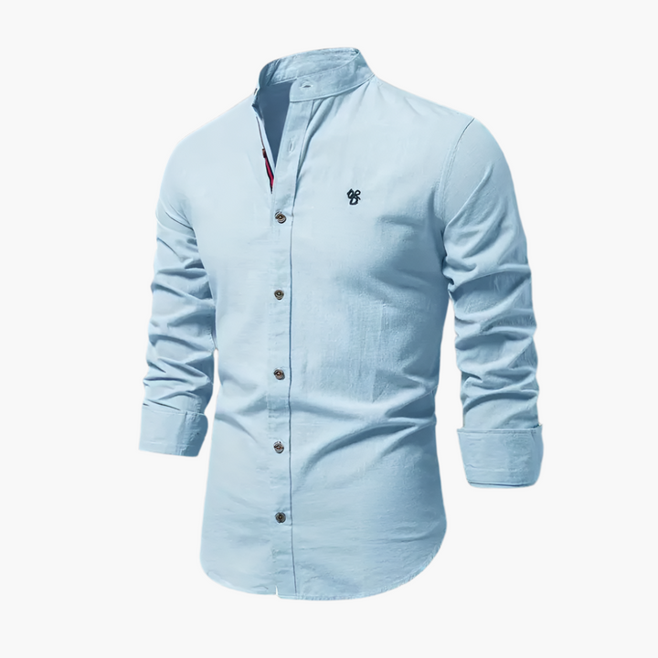 Men's Grandad Collar Shirt – Long Sleeve Casual Shirt for Autumn Style